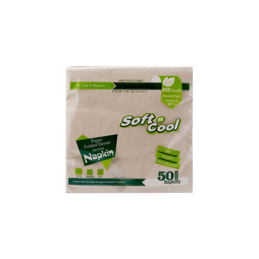 Soft n Cool Paper Folded Brown Napkin 40 X 40 Cm