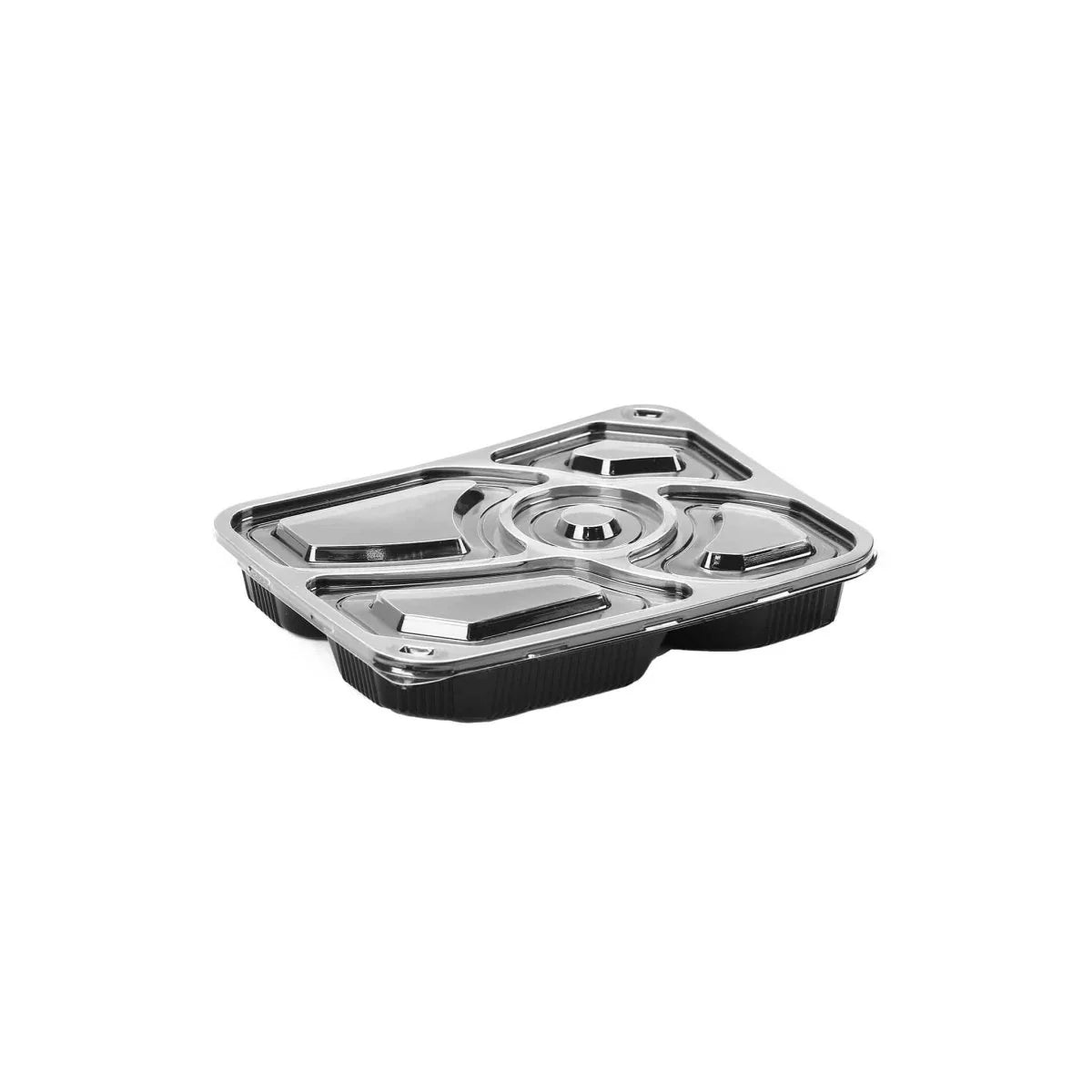 Black Base Rectangular 5-Compartment Container