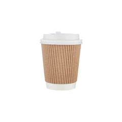 10 Pieces Paper Kraft Ripple Cup with Lid