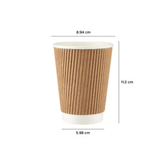 Paper Ripple Kraft Cup 12 Oz + Lid