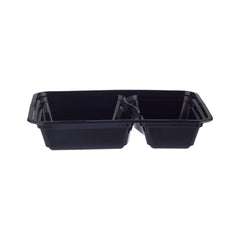 Black Base Rectangular 2-Compartment Container 300 Pieces - Hotpack Global