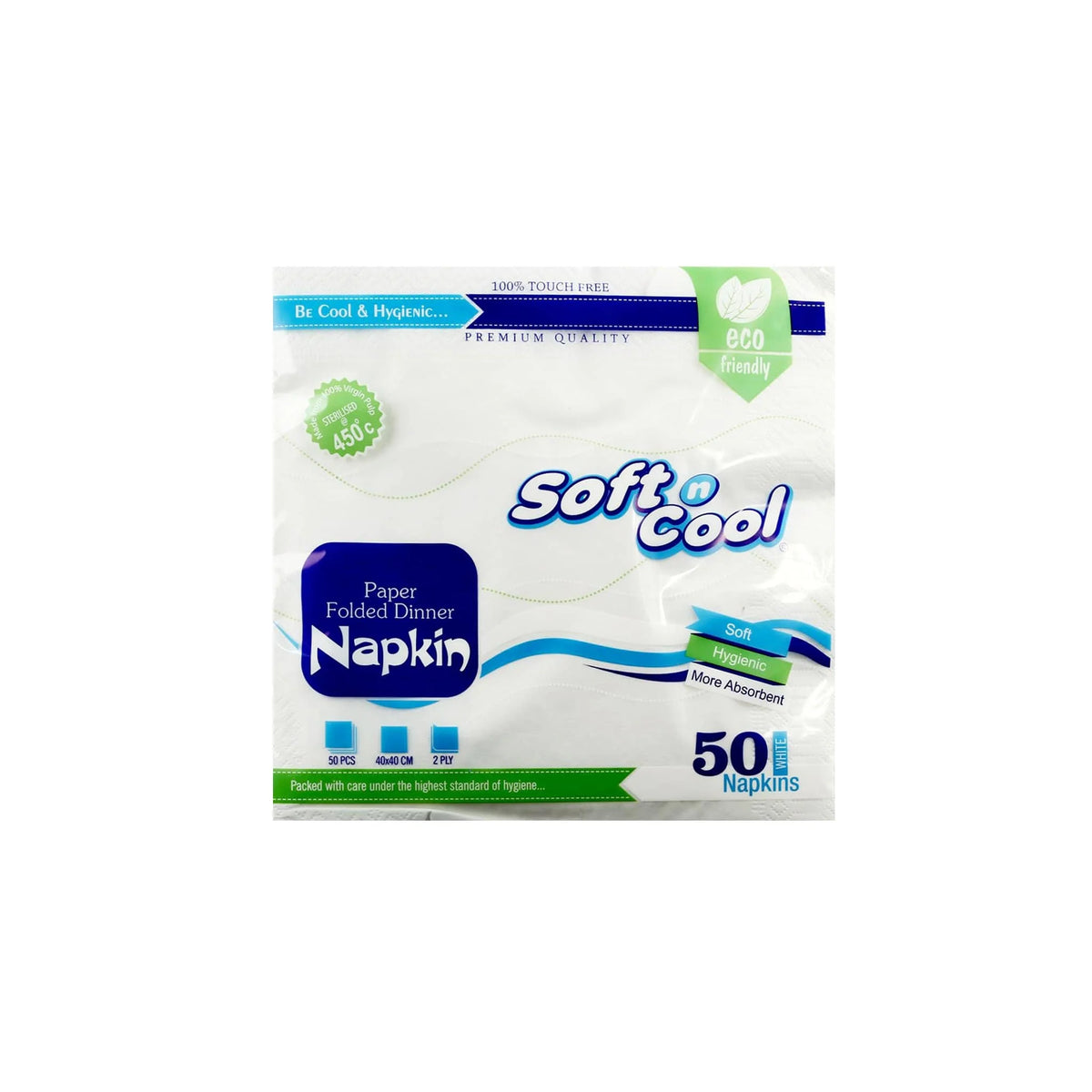 Soft n Cool Paper Napkin White  40 X 40 Cm