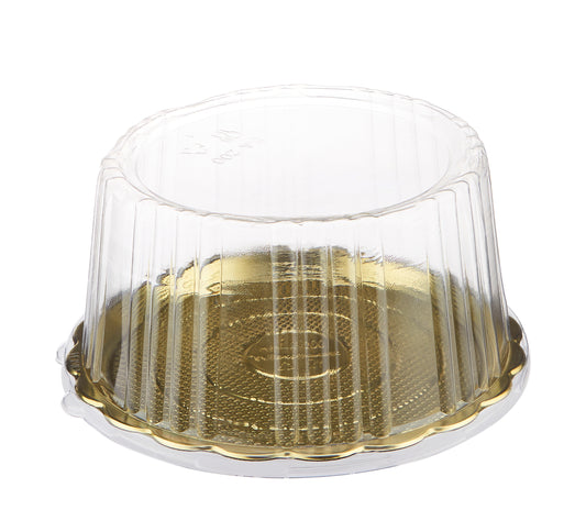 Gold Base Round Cake Container With Lid