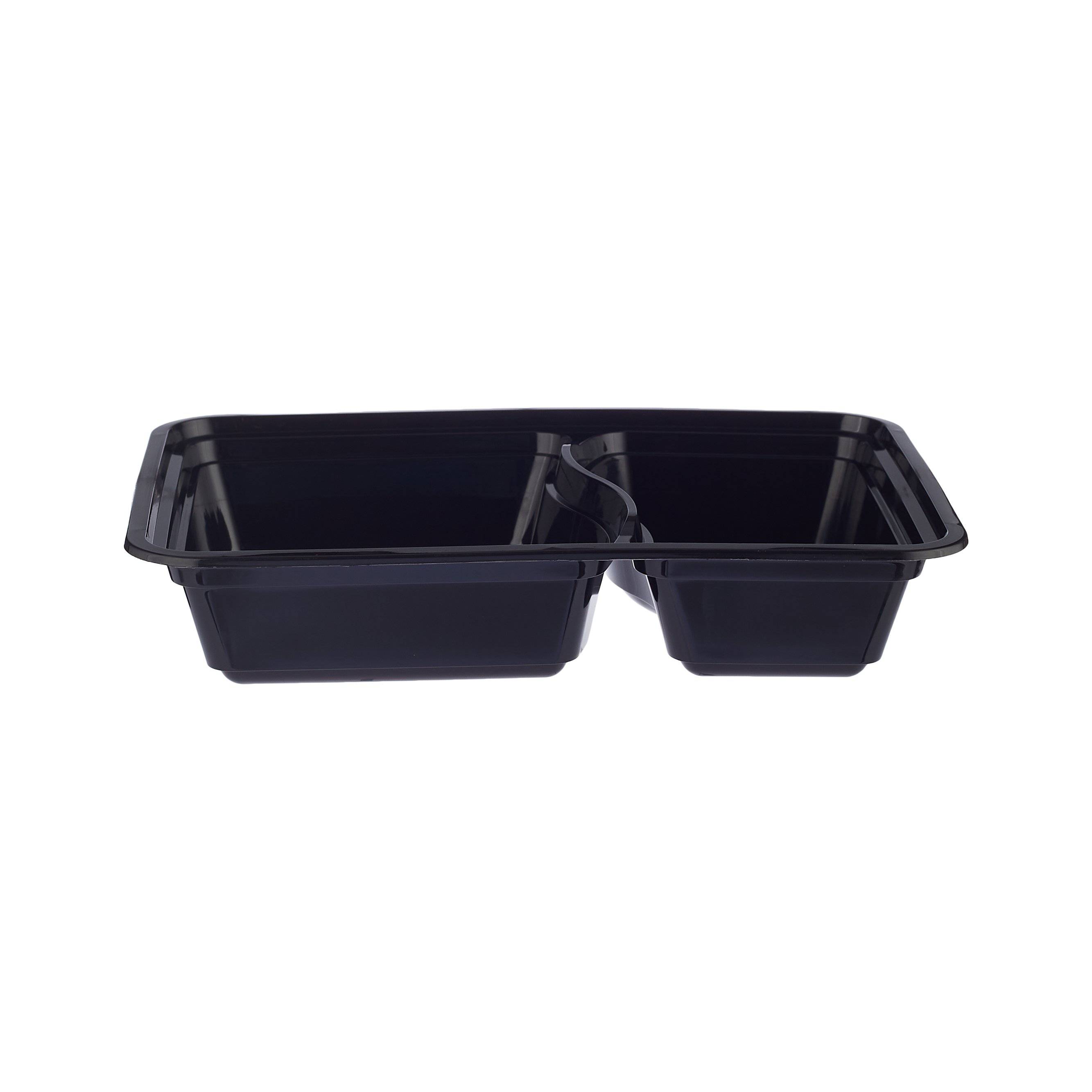 Black Base Rectangular 2-Compartment Container 300 Pieces - Hotpack Global